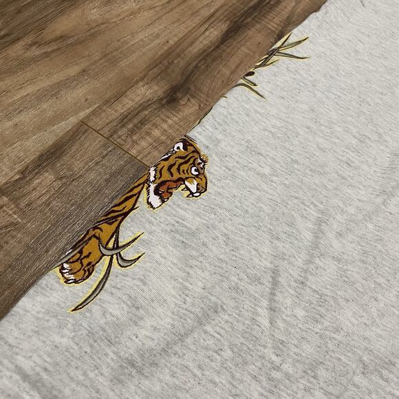 Vintage OP Ocean Pacific Shirt Mens Large Grey Tigers Asia Bamboo Sides Y2K 90s - Picture 6 of 13